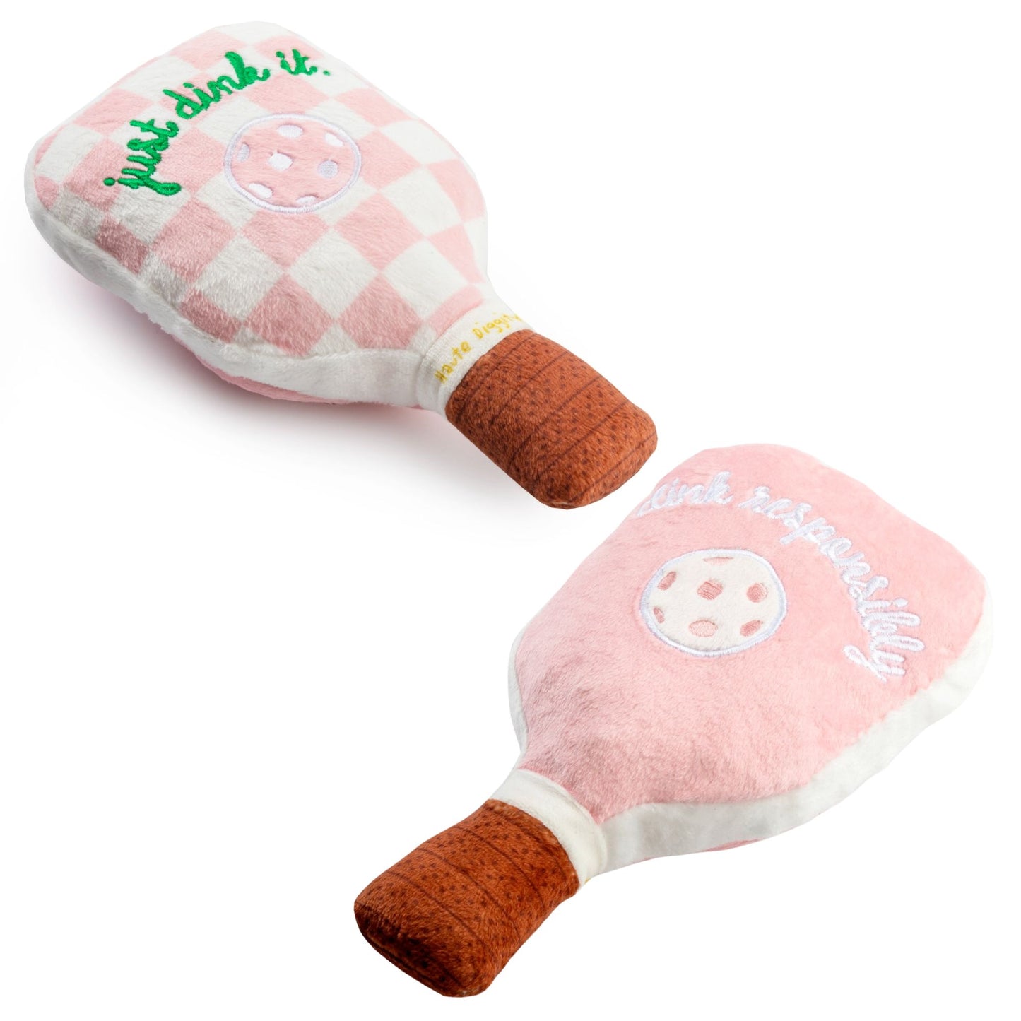 Pink Checker Pickleball Paddle Dog Toy